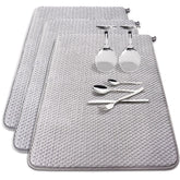 Baaxxango conjunto de tapetes de microfibra gris para secar vajilla y encimeras.