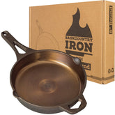 Sartén Backcountry Iron Wasatch con superficie lisa para dorar de forma uniforme.