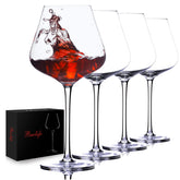 Copa de vino BACLIFE, foco en vino tinto burdeos, mejora la experiencia sensorial.