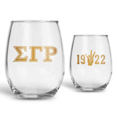 Bad Bananas BBGreek SGRho vaso de vino sin tallo 21 oz con tinta dorada 10k.
