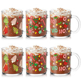 Taza Baderke de vidrio con copo de nieve, ideal para café caliente.