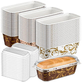 Baderke pan de papel descartable blanco con tapa, ideal para porciones individuales.