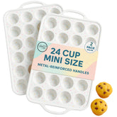BAKE BOSS: juego doble de moldes mini muffins, 24 cavidades, para lotes grandes.