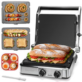 Baker's Friend Prensa para panini abierta 180 grados ofrece versatilidad en la cocina