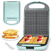 Waflera Bakers Friend cuadrada en azul para 4 porciones, ideal para desayunos.