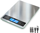 BakFee Bascula de cocina con vidrio templado y acero inoxidable, superficie duradera y fácil de limpiar.
