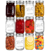 Tarro Ball Mason de boca regular 16 oz en conjunto para envasar y conservar.