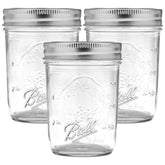 Ball tarros de vidrio boca regular 8 oz con tapas y aros para conservación casera