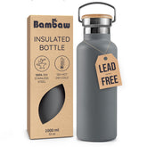 Bambaw botella 32 onzas gris con doble pared, hidratación diaria segura.