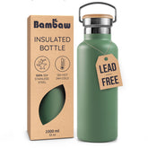 Bambaw botella 946 ml verde salvia, apertura amplia para hielo y bebidas.