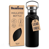 Bambaw botella de acero inoxidable 24 oz en negro jet para uso diario