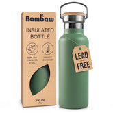 Bambaw botella aislada 16oz verde con asa para uso diario