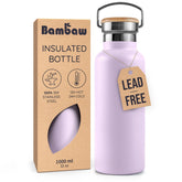 Bambaw botella aislada lavanda completa en acero, mantiene bebidas frías