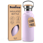 Bambaw botella aislada 24oz Lavanda Neblina, vista frontal para hidratación diaria.
