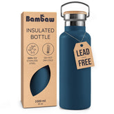 Bambaw botella aislada 32 oz en azul mantiene bebidas frías o calientes