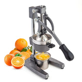 Exprimidor manual BAMBROX de hierro forjado, vista completa para jugo fresco en casa.
