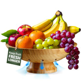 Bambüsi frutero con pedestal de madera y ventilación para fruta fresca