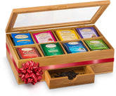 Bambüsi caja de té con 8 compartimentos y tapa acrílica para ver sabores fácilmente