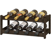 BAMEOS estante para vino de bambú, doble nivel, ideal para encimera y fácil acceso.