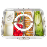 Bandesun bandeja dividida con tapa, ideal para ordenar aperitivos con organización.