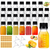 Barafat botellas plásticas 2oz con tapa, listas para jugos y salsas.