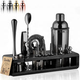 Barillio kit bartender frente, listo para crear cocteles en casa con acabado negro elegante.