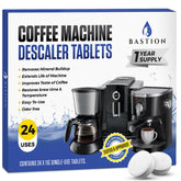 Bastion: paquete de 24 tabletas desincrustantes para cafetera, listo para usar.