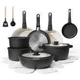 Bazova set de ollas y sartenes con mango removible para mayor versatilidad en la cocina