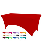 Mantel BDDC 4ft rojo elastico cubre la mesa con ajuste perfecto.