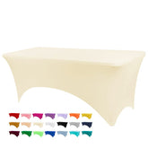 BDDC mantel rectangular seis pies marfil lavable, ideal para eventos limpios y fáciles de mantener.