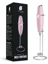 Bean Envy Batidor de Leche manual Rosa, ideal para espumar leche en casa.