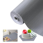 Forro Beautysaid para estante de cocina gris, evita deslizamientos y facilita organización.