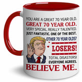 BECHUSKY Vaso de café 70 años para mujer, regalo práctico para ella.