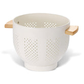 BeFare colador de metal con mango de madera y base estable para escurrir pasta.