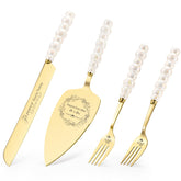 Cuchillo BEKESIN de pastel con mango perlado dorado para cortes precisos y elegantes.