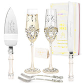 bekesin-juego cuchillo pala pastel boda, cristal resplandeciente para servir con elegancia.