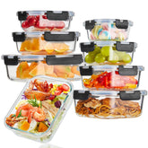 Belgol conjunto de 8 contenedores de vidrio con tapas, ideal para conservar sobras.