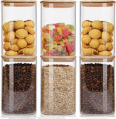 Belgol jarras de vidrio cuadradas 50oz con tapas, almacenamiento seguro y práctico de alimentos.