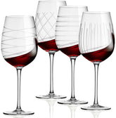 Copas Bella Vino de tallo largo con grabados, ideales para degustaciones.