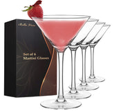 Set Bella Vino de 6 copas martini altas con tallo para presentaciones elegantes.