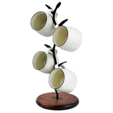 Bellglee árbol de tazas con base de madera, orden en la encimera para tus bebidas.