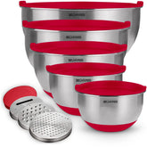 Belwares tazones apilables con tapas rojas para ahorrar espacio