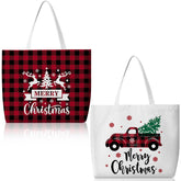 Bencailor bolsas navideñas de lona con trineo rojo, ideales para compras festivas.