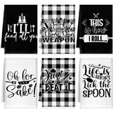 Toallas Bencailor con diseño de cuadros negro y blanco para decoración de cocina