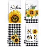 Toallas Bencailor con girasol y 4 piezas, absorbentes para secado rápido.