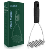 Beneno prensa-papas con mango ergonómico para prensado cómodo.