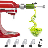 Bestand Spiralizer muestra montaje seguro en batidora para cortes estables.