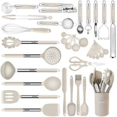 BESTZMWK juego de utensilios de cocina 33 piezas, con estuche, organización y acceso rápido.