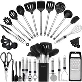 BESTZMWK juego utensilios de cocina 33 piezas para uso diario en sartenes antiadherentes.