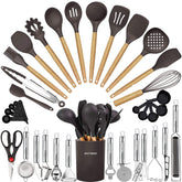 BESTZMWK juego de utensilios de cocina 35 piezas para cocinar sin rayar sartenes antiadherentes.